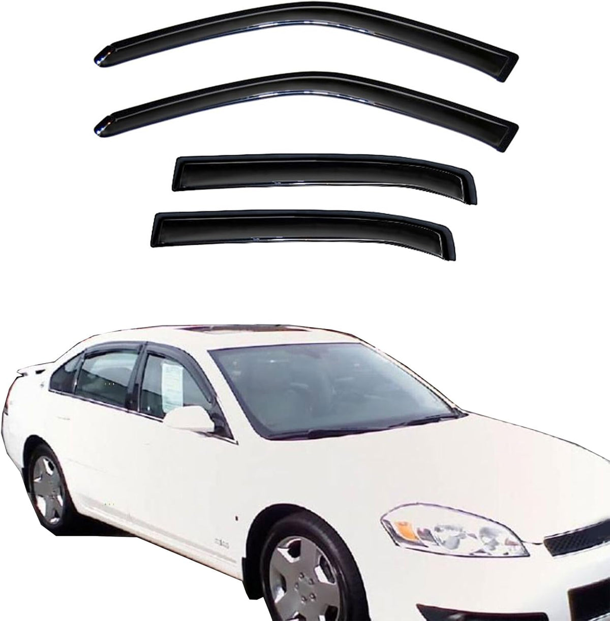 Wind Deflector Compatible with 2006-2013 Chevy Impala 14-16 Impala Limited Smoke Sun/Rain Guards Window Visors 94843