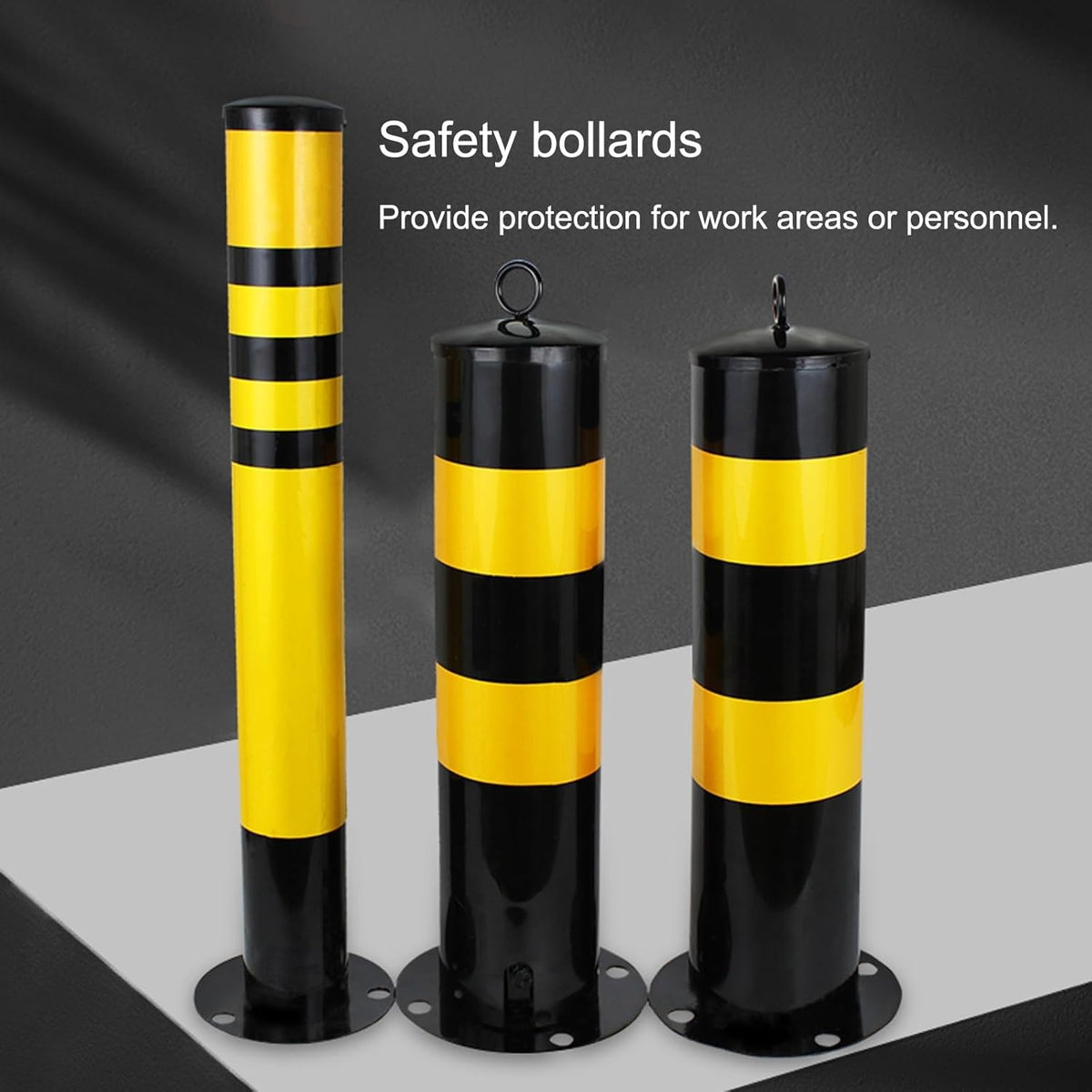 Safety Bollard, Driveway Barrier, Parking Stopper for Garage, Steel Car Parking Protection Posts, Caution Cones, Perfect for Traffic-Sensitive Area(Yellow A (1PCS))