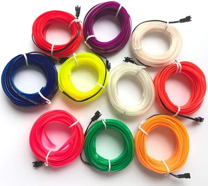 ABALDI El Wire Car Neon Light Flexible Neon Light for Car Interior Light Decoration(5m/16ft,Fluorescent Green)