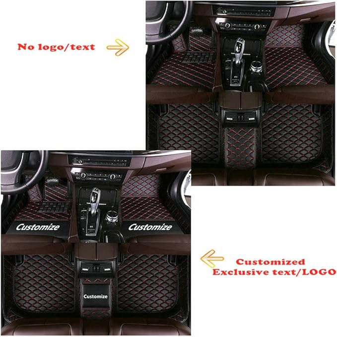 Custom Personalized Floor Mats for Cars - Luxury Full Coverage All Weather Mats, Anti-Slip Leather Mat Set, Fit for 99% of Cars, SUVs & Trucks (Black Blue, A-Diamond)