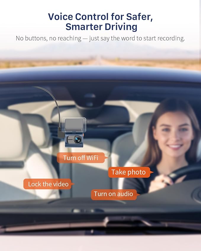 KAWA 2K Dash Cam for Cars with Voice Control - Stealth Display Tiny Dashcam Front Included 32GB Micro SD Card, Super Night Vision, 1296P QHD, G-Sensor, Built in WiFi & App Car Camera