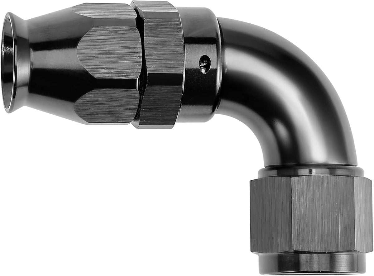 EVIL ENERGY 12AN 90 Degree PTFE One Piece Full Flow End Hose Fitting Aluminum Black