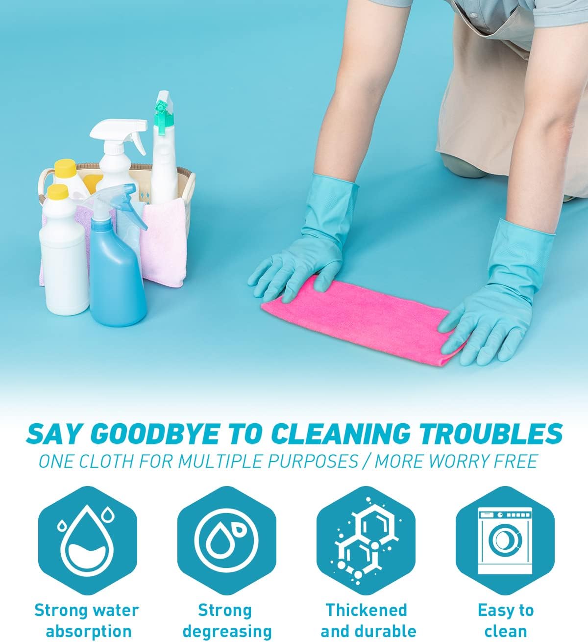 Microfiber Cleaning Cloth-24Pcs (13x13 inch) Ultra Soft Highly Absorbent Rags for Housekeeping-Machine Wash (HotPink)