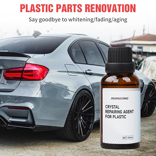 Plastics Parts Crystal Coating, 2025 Upgraded Leather Plastic Polishing Renovation Coating Agent, Car Trim Restorer with Sponge, Crystal Coating for Cars Interior or Exterior (5)