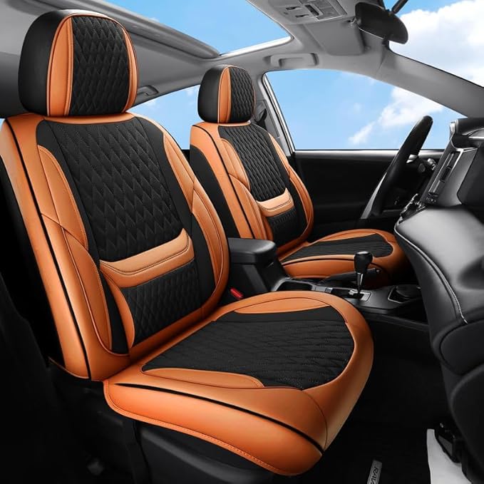 Car Seat Covers Full Set Custom Fit for Ford Edge 2007-2026 - Premium Faux Leather with Lumbar Support | Breathable, Waterproof, Anti-Slip, Durable (Black&Brown,Full Set)