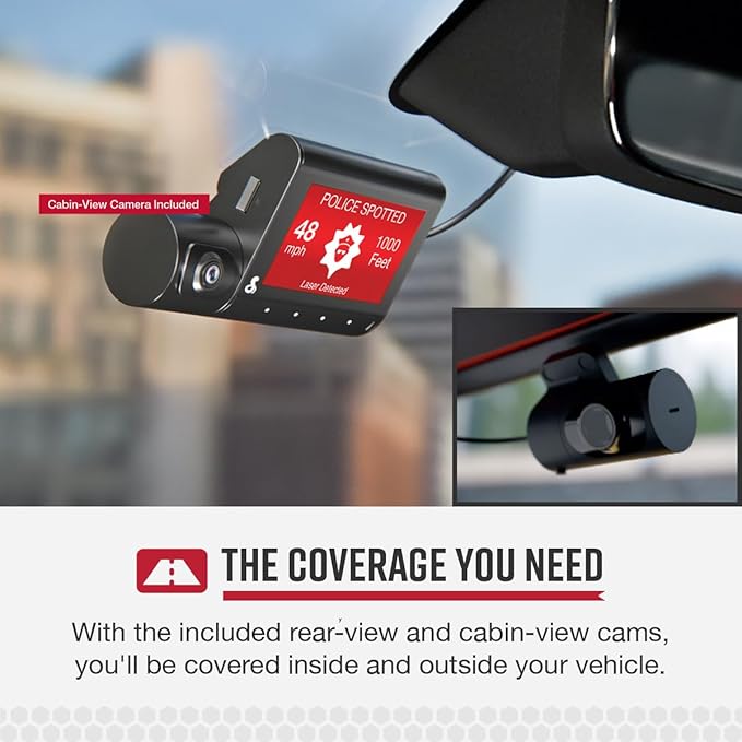 Cobra SC 250R Smart Dual View Front and Rear Dash Cam + Cobra Full HD (1080P) Cabin-View Accessory Camera (FV-CV2)