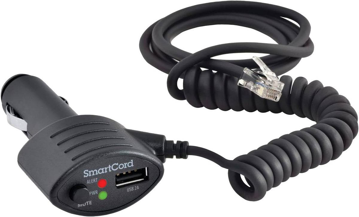 Escort Cobra Official SmartCord USB, Half Straight Half Coiled Cord with USB Charging Port, Works with All Current Generation Escort and Cobra Windshield Mounted Detectors, Apple and Android Devices
