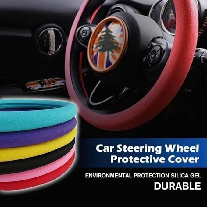 Silicone Steering Wheel Cover, Car Steering Wheel Cover, Anti-Slip Car Steering Wheel Protective Cover, Fit 12.6-16 Inch, for Car SUV Truck Van, for Women & Men (Coffee)