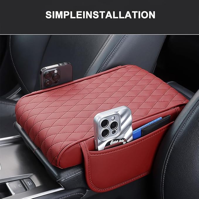 Car Armrest Pad for Mazda CX-3 CX-5 CX-30 CX3 CX30 CX5 2015-2020 2021 2022 2023 Leather Armrest Box Mat Center Console Cushion Pad Universal Armrest Seat Box Cover Protector,Red, normal