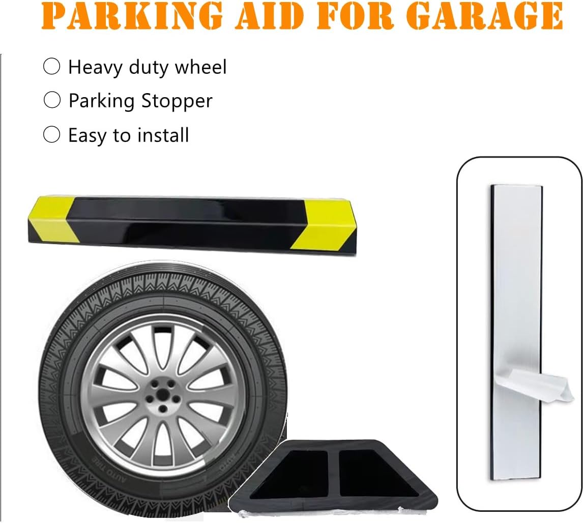 16" Heavy Duty Parking Aid for Garage, Car Parking Stopper for Garage 2 Pack, Parking Aids Protects Car, Parking Stopper Easy to Install (2 Pack 16" L x 1.25H)