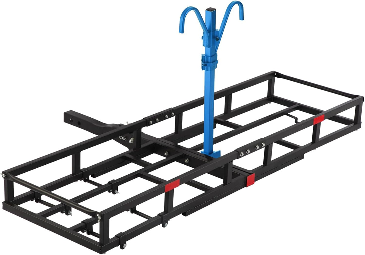 Hitch-Mount Bike Rack for Ebike Heavy-Duty - Comes with Cargo Carrier Fits 2 Electric Fat-Tire Mountain Bicycles Fits 2" Receiver for Car Trailer SUV Truck RV Minivan (Blue)