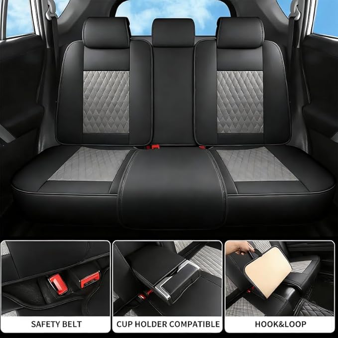 Car Seat Covers Full Set Custom Fit for Buick Envista 2024-2026 - Premium Faux Leather with Lumbar Support | Breathable, Waterproof, Anti-Slip, Durable (Black&Gray,Full Set)