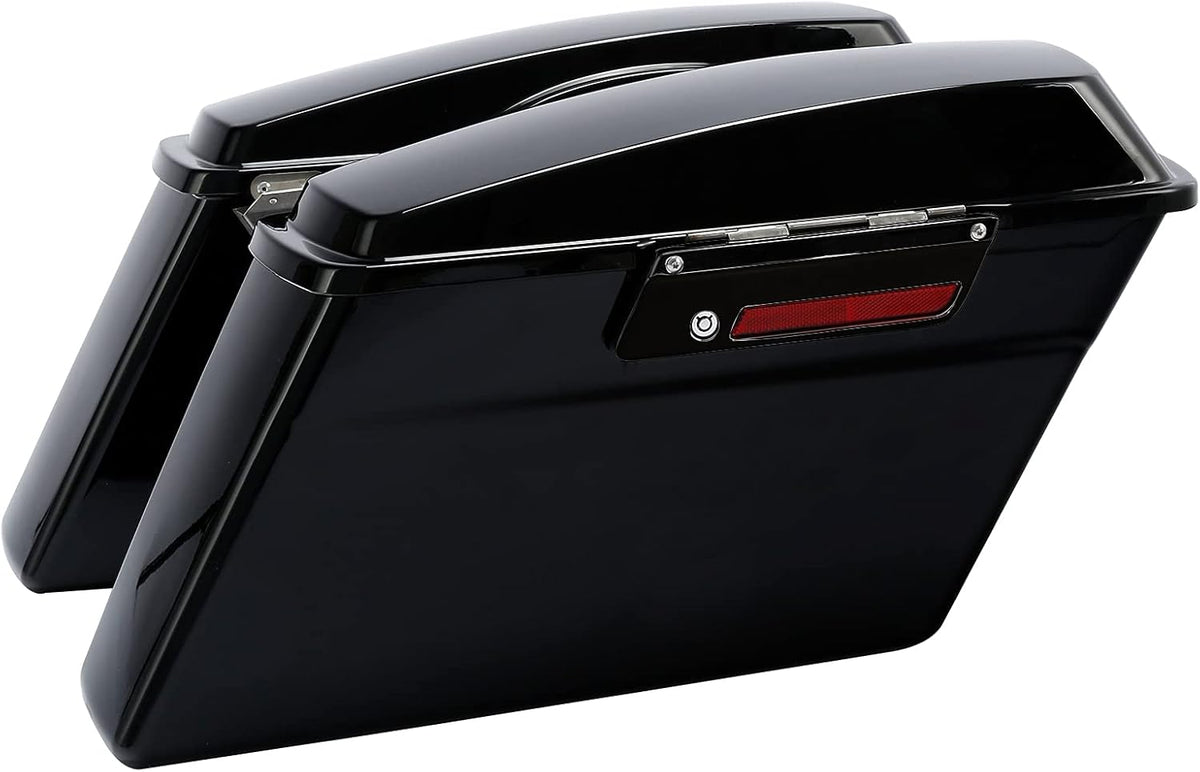 XFMT Vivid Black Hard Saddlebags Saddle Bags Trunk Black Latches W/Chrome Conversion Brackets For Harley Softail Heritage Classic Deluxe 1984-2017