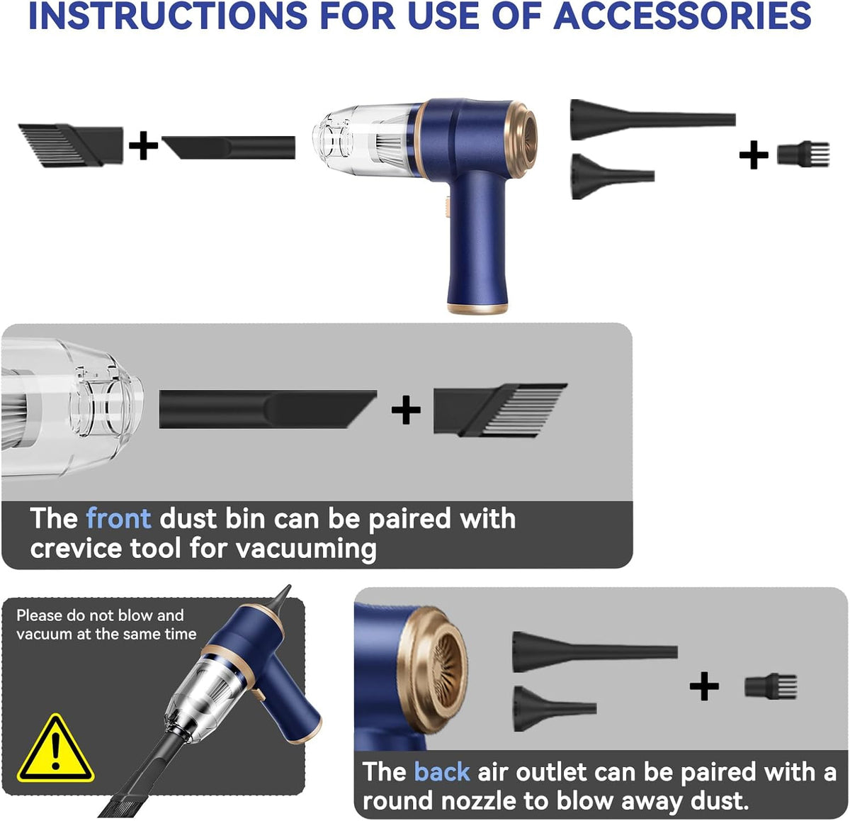 Handheld Car Vacuum Cleaner, Portable Cordless Mini Vacuums with Multi-Nozzles, High Power Dry Hand held Vacuum for Car, Computer, Sofa, Office, Pet, Home