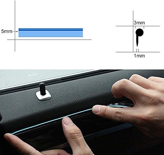 ABALDI El Wire Neon Light, Car Interior LED Lights for Xmas Halloween Christmas Car Interior Decoration(3m/9ft,Ice Blue)