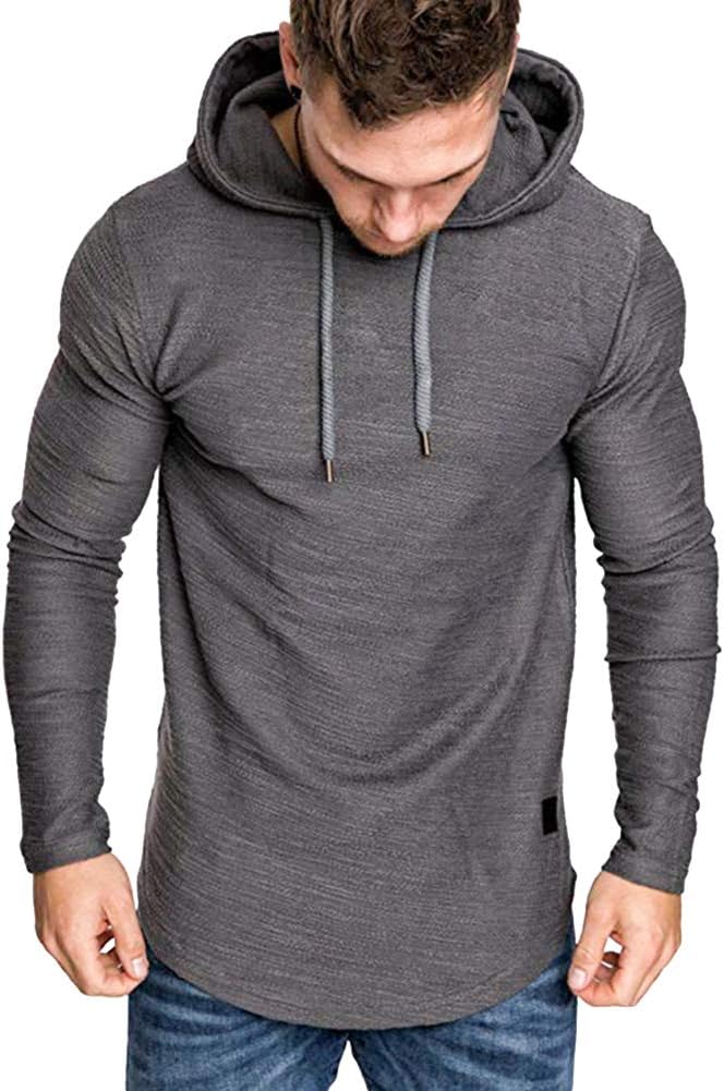 Lexiart Mens Fashion Athletic Hoodies Sport Sweatshirt Solid Color Fleece Pullover