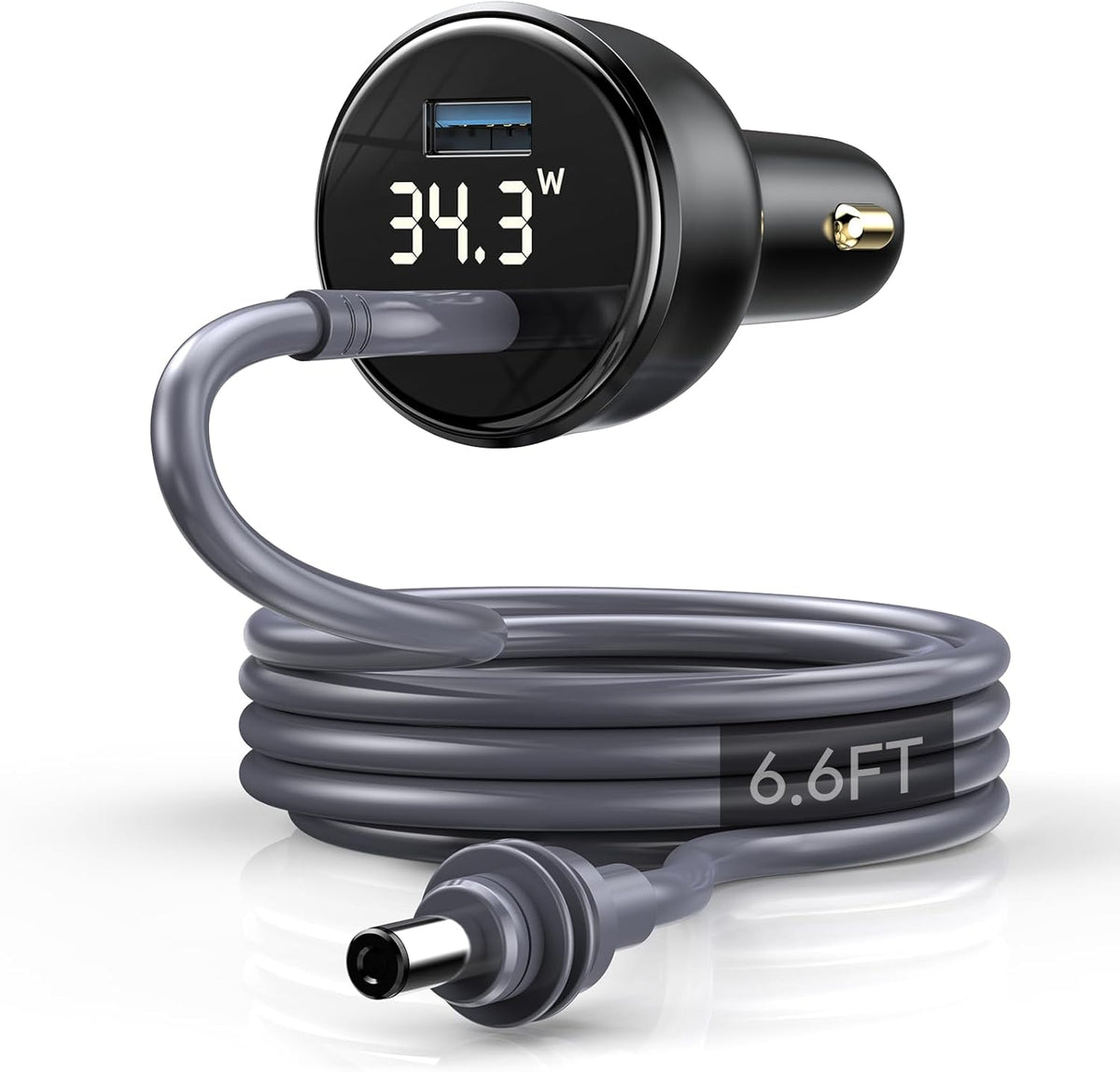 QUIDDITY Starlink Mini Car Adapter DC Power Cable + Cigarette Lighter Adapter 12V-24V with Digital Display, Water-Resistent Car Charging Cord with USB Type-C Port Starlink Mini Accessories(2M/6.5FT)