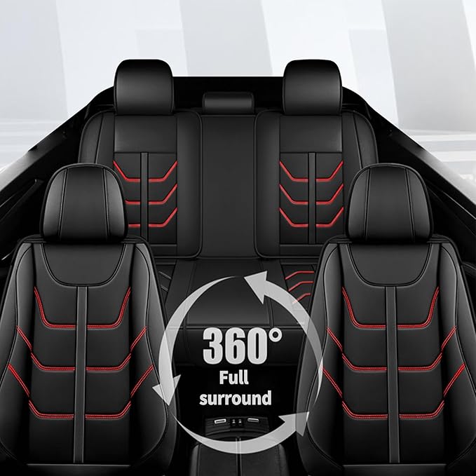 TTX LIGHTING Car Seat Covers fit for Ford Explorer 2004-2026 Full Set: Premium Leather Automotive Seat Cover with Airbag Compatible Waterproof (5 Seats, Redline)
