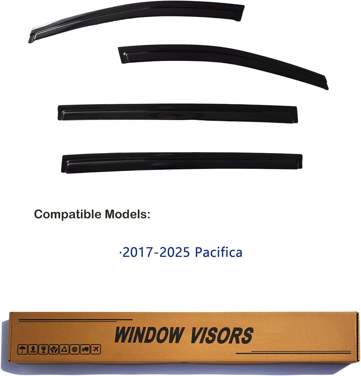 Window Visors Rain Guards fits 2017-2025 Pacifica, Out-Channel Window Wind Deflectors Vent Shades Accessories, Dark Smoke 4 Pcs, 2018 2019 2020 2021 2022 2023 2024