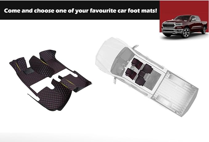 Yaruicar Custom Personalized Floor Mats for Cars Luxury Full Coverage All Car Floor Mats Anti-Slip Leather Car Mat Set Trucks & SUVs Trucks Automotive Floor Mats Liners (Red Biege)