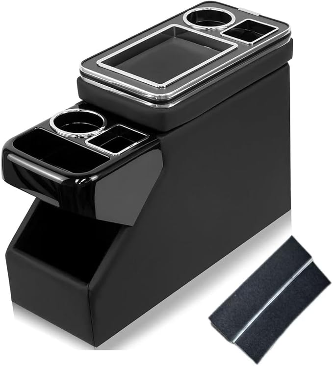 Truck Center Console Organizer Between Seat for Minivans, SUVs, Middle Van Bench Organizer for Floor Between The Back Seat Console 18 Wheelers with Sliding Lid Design