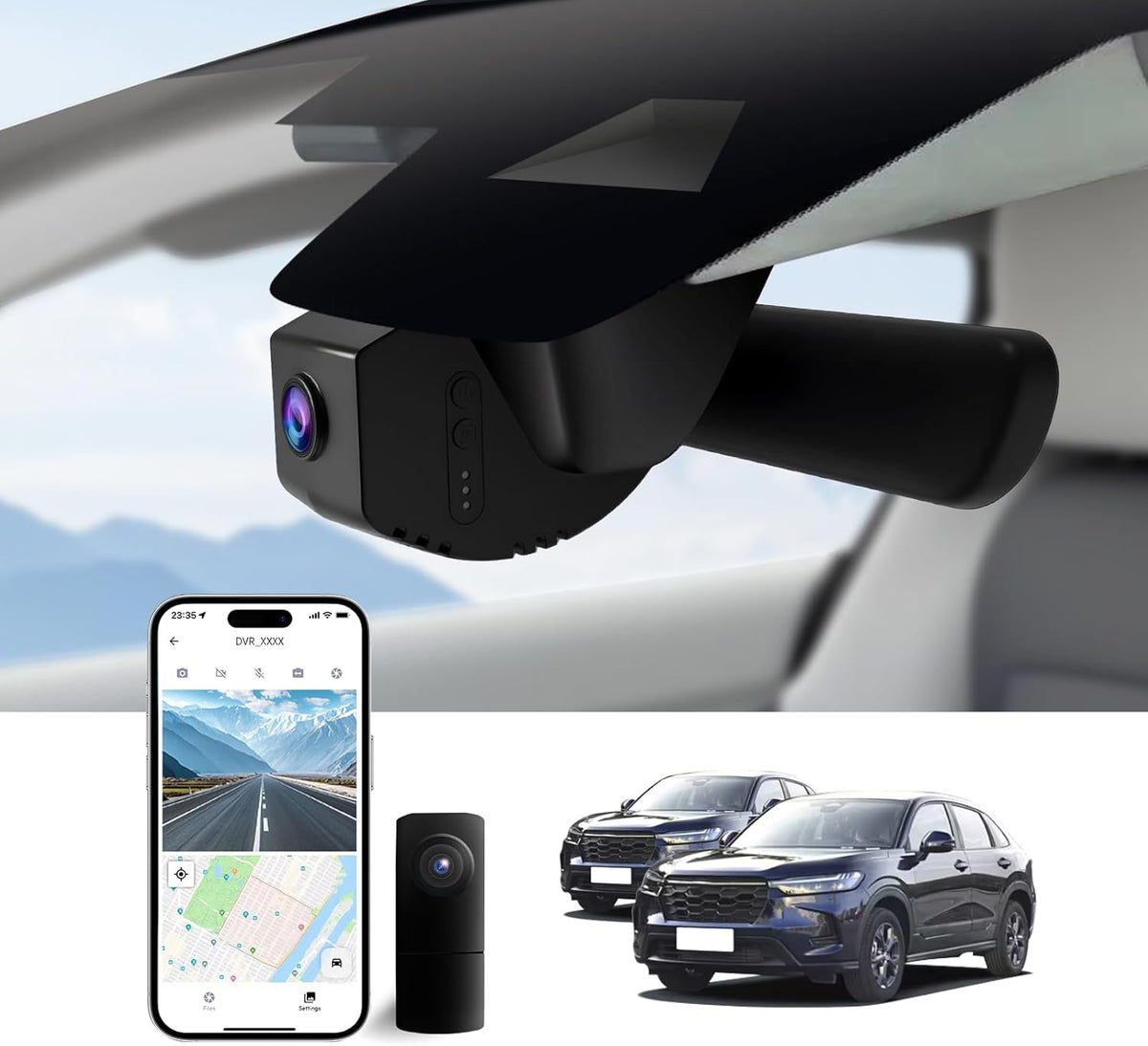 Front 4K & Rear 1080P Dash Cam for Honda HR-V 2023 2024 2025 2026(Black) Sport LX EX-L (Gen3),Easy Installation,OEM-Style,Collision Detection,Loop Recording,WiFi & App,128G Card