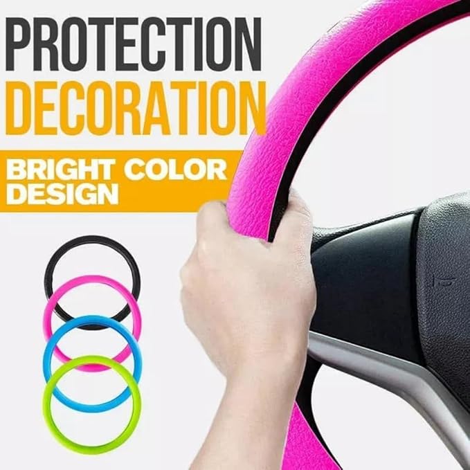 Car Steering Wheel Protective Cover, Silicone Steering Wheel Cover Grip, Cool Non-Slip Thin Steering Wheel Protector, Stretchy, Silent, Fits 13/14/15/16 inch Wheels (Light Gray)
