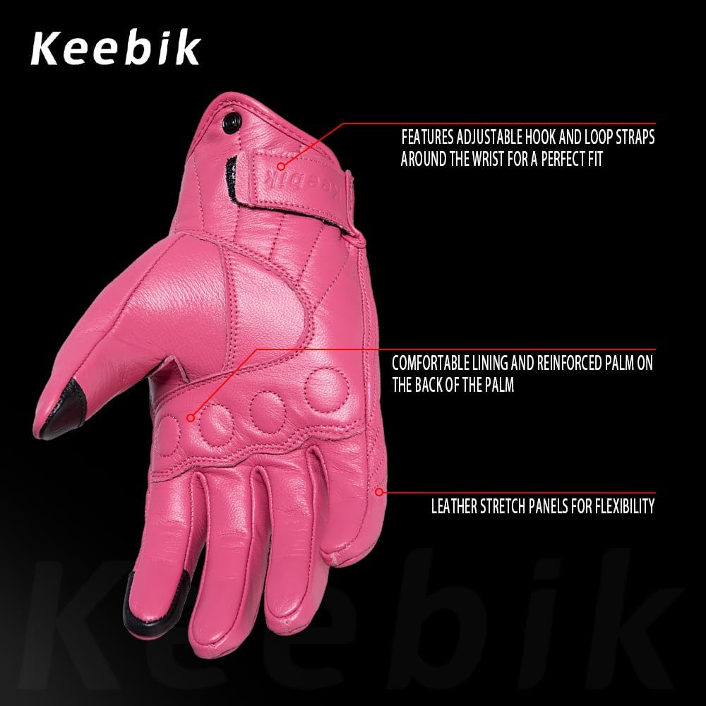 Goatskin Leather Motorcycle Motorbike Powersports Racing Gloves Reflective Skull Touchscreen for Men and Women Model