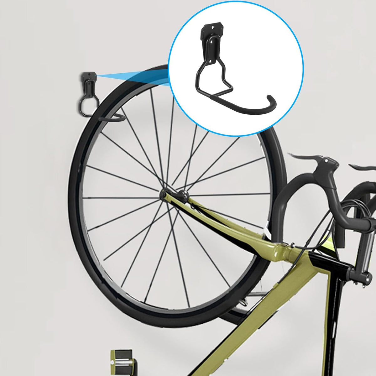6 Pack Heavy Duty Bike Wall Mount Hooks - Steel Vertical Bike Rack for Garage, Strong & Space-Saving Bicycle Storage with Rubber Coating (Black)