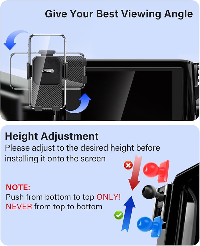 SKYLOTEC Car Phone Holder for Toyota Highlander 2020-2025 Accessories 8-Inch Screen Fixed Clip, Automobile Cradles Phone Mount, Cell Phone Base Not Block Air Vent (Not Fit 12.3-inch Limited Platinum)