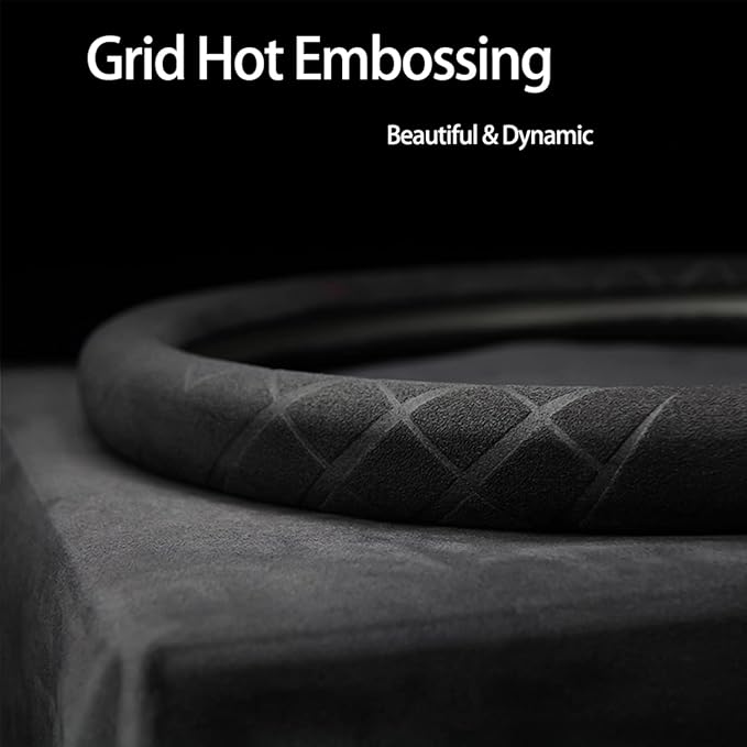 Suede Steering Wheel Cover,Compatible with Subaru BRZ 2016-2023 Suede Leather Sport Non-Slip Wheel Cover Car Interior Accessories 14-14 1/4 inch for Man and Women