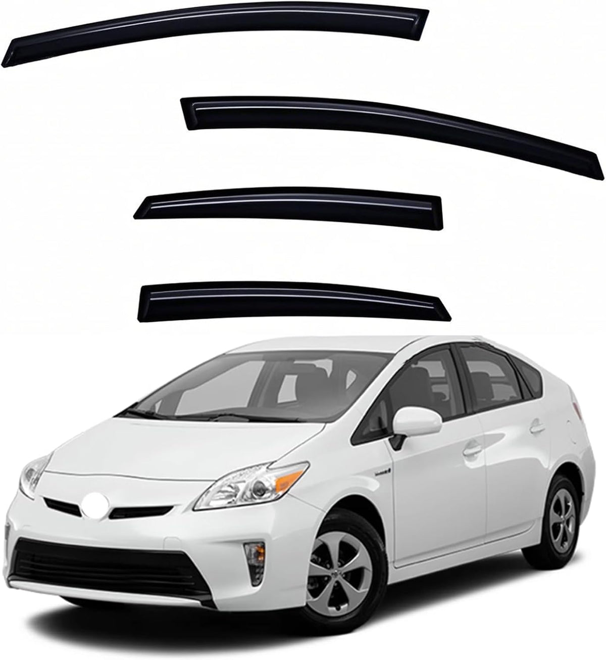 Window Visors Rain Guards fits 2010-2015 Prius (EXCLUDES Prius V & Prius C), Out-Channel Window Wind Deflectors Vent Shades Accessories, Dark Smoke 4 Pcs, 2011 2012 2013 2014
