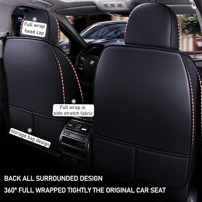 for Chevy Equinox Seat Covers 2005-2026, Full Coverage Customized Car Seat Covers, Premium Leather Waterproof Stain-Resistant Easy to Install (Standard 2 Seats, Black&Coffee)