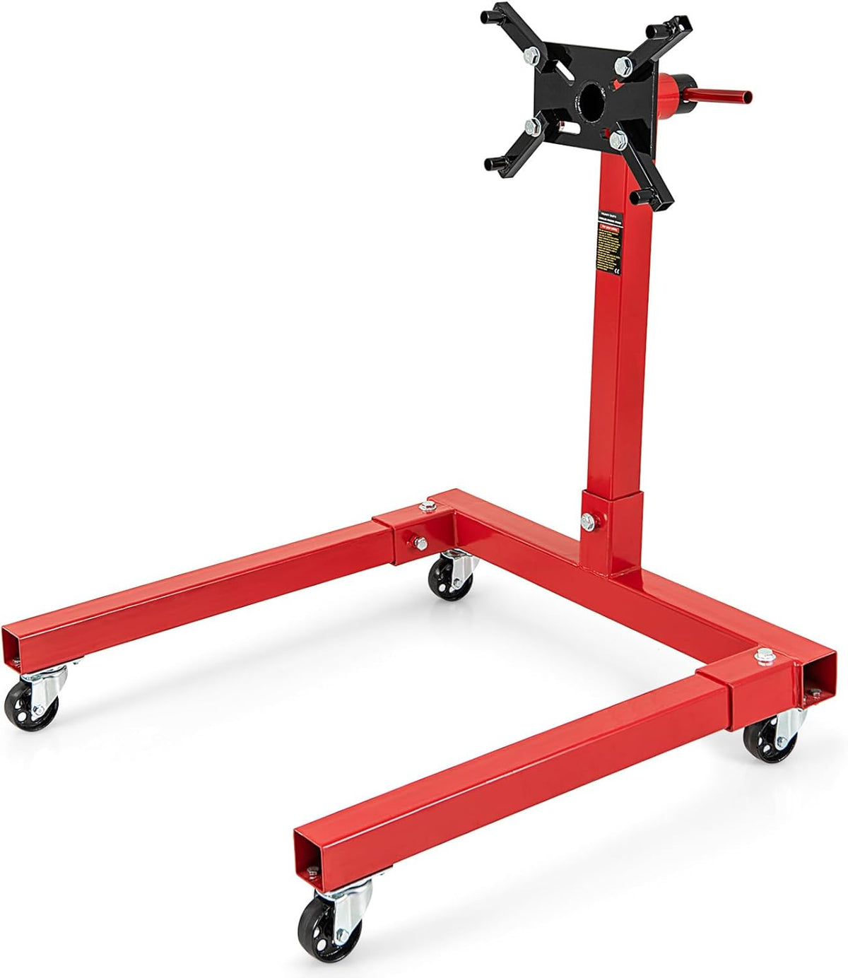 Goplus Engine Stand, 1500 LBS (3/4 Ton) Motor Stand with 4 Wheels, 360 Degree Rotating Head & 4 Adjustable Arms, Heavy-Duty Metal Engine Holder for Garage, Auto Repair, Red