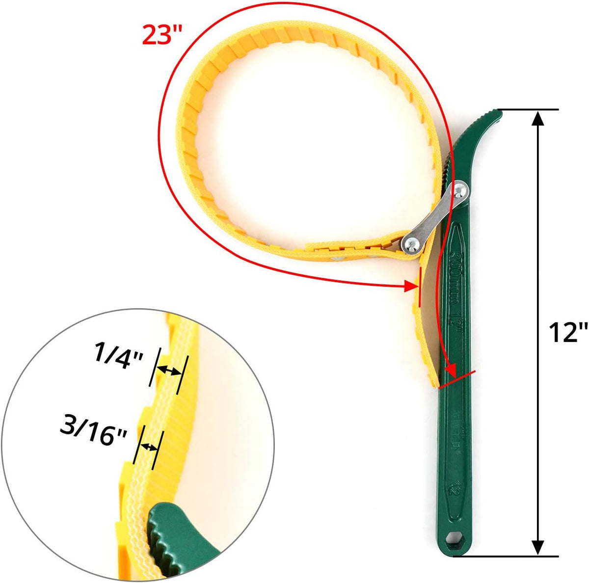 QWORK® Belt Strap Wrench 12", Adjustable Strap Oil Filter Strap Opener Wrench with 26" Capacity Adjustable Strap