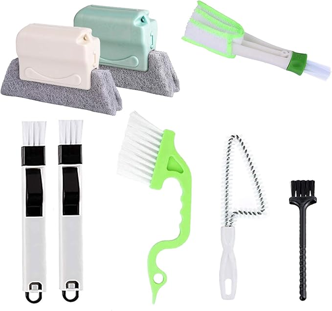 8 Pcs Hand-held Groove Gap Cleaning Tools,Door Window Track Cleaning Tools Groove Corner Crevice Cleaning Brushes for Sliding Door/Tile Lines/Shutter/Car Vents/Air Conditioner/Keyboard