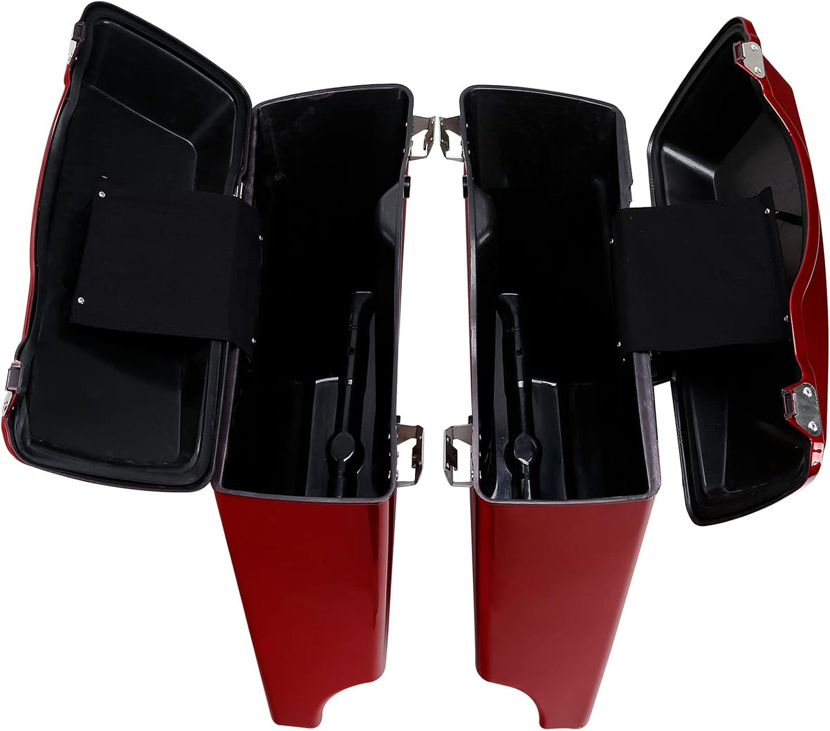 XFMT Motorcycle Stretched Saddlebags 5" Extended Hard Saddle Bags For Harley Touring Road King Street Glide Road Glide Electra Glide Ultra Classic 1993-2013, Red