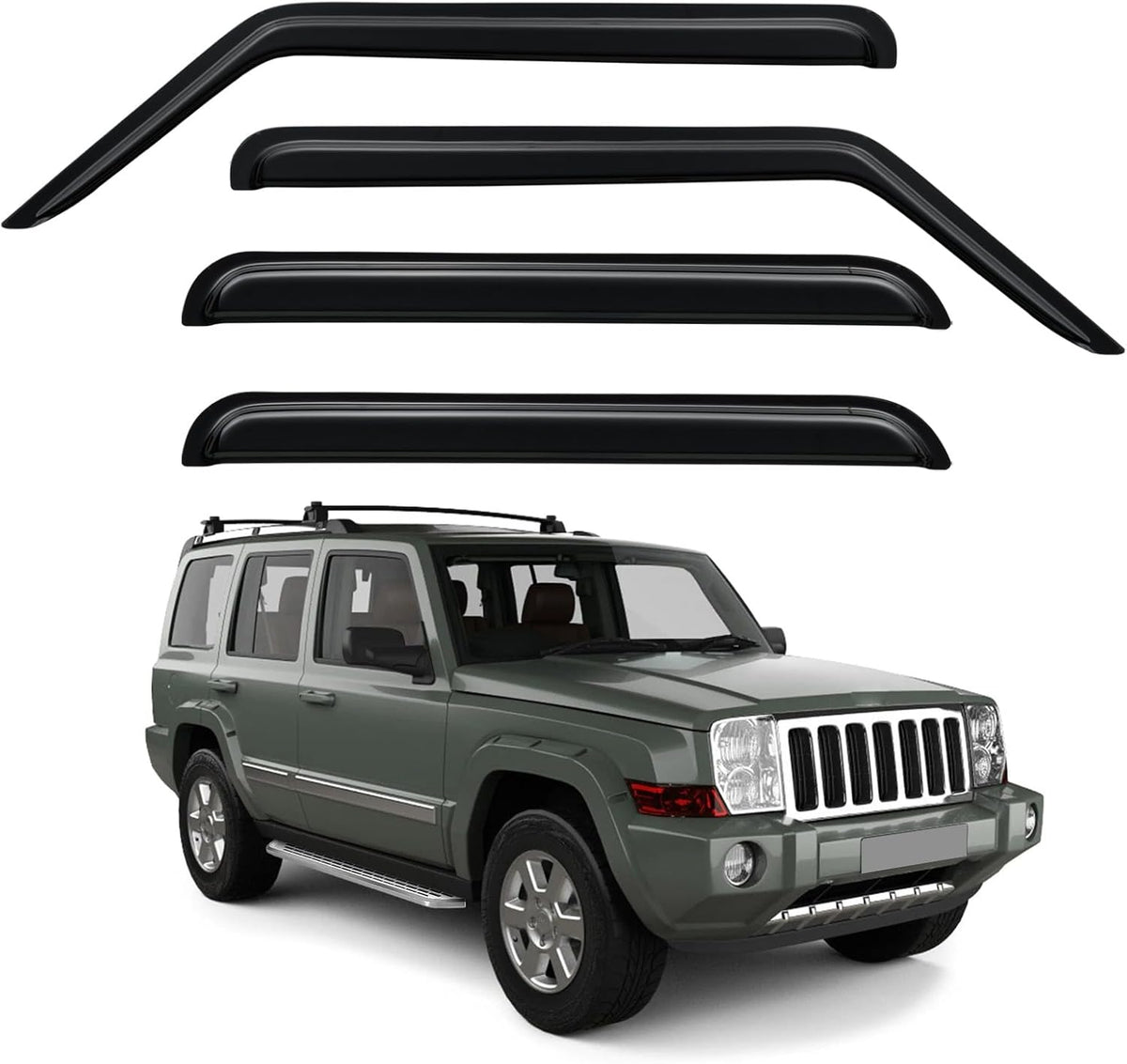 Window Visors Rain Guards for 2006-2010 Jeep Commander, Out-Channel Window Vent Wind Deflectors Visors Shades for 06-10 Jeep Commander