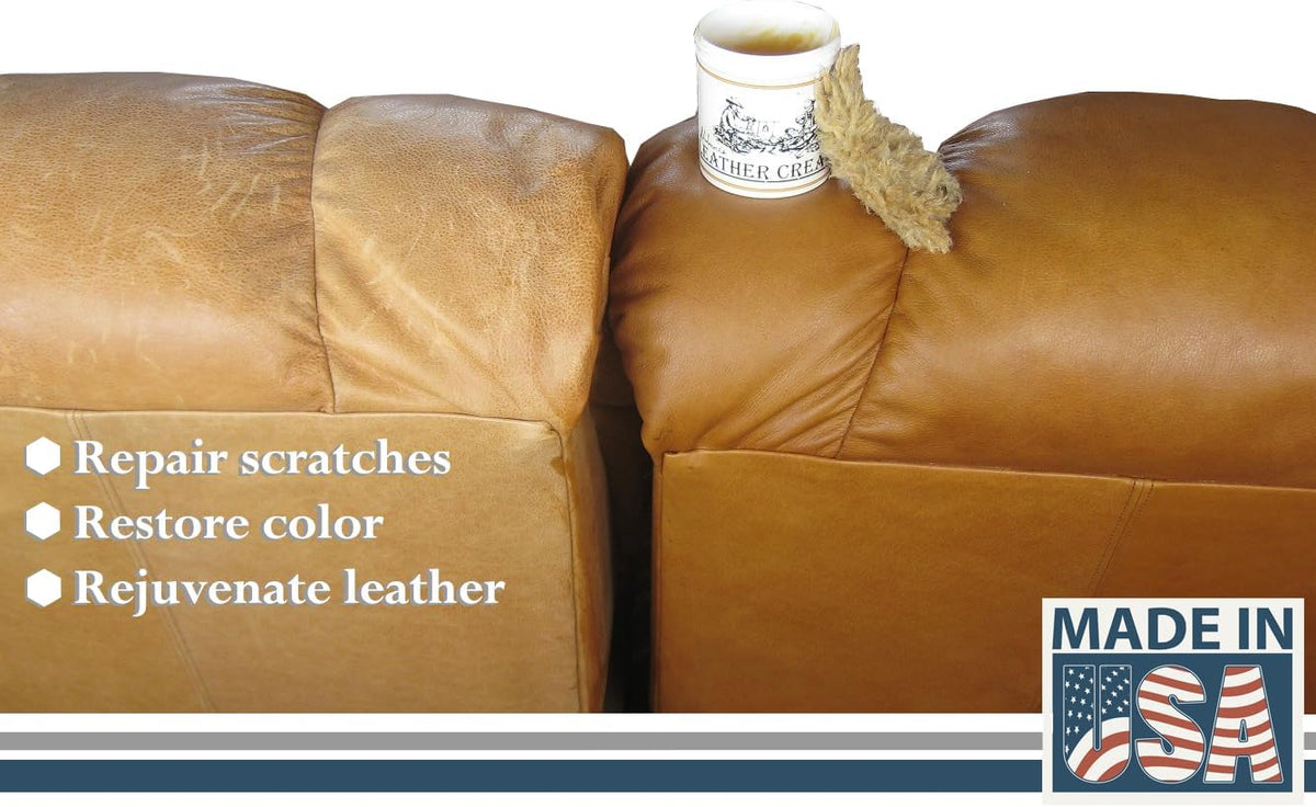 Skidmore’s Leather Cream: All-Natural, Non-Toxic Leather Conditioner, Made in USA Since 1984. Water Repellent Formula Restores Leather Couches, Car Seats, Boots, Shoes, Purses, Bags, Tack. 16 Oz