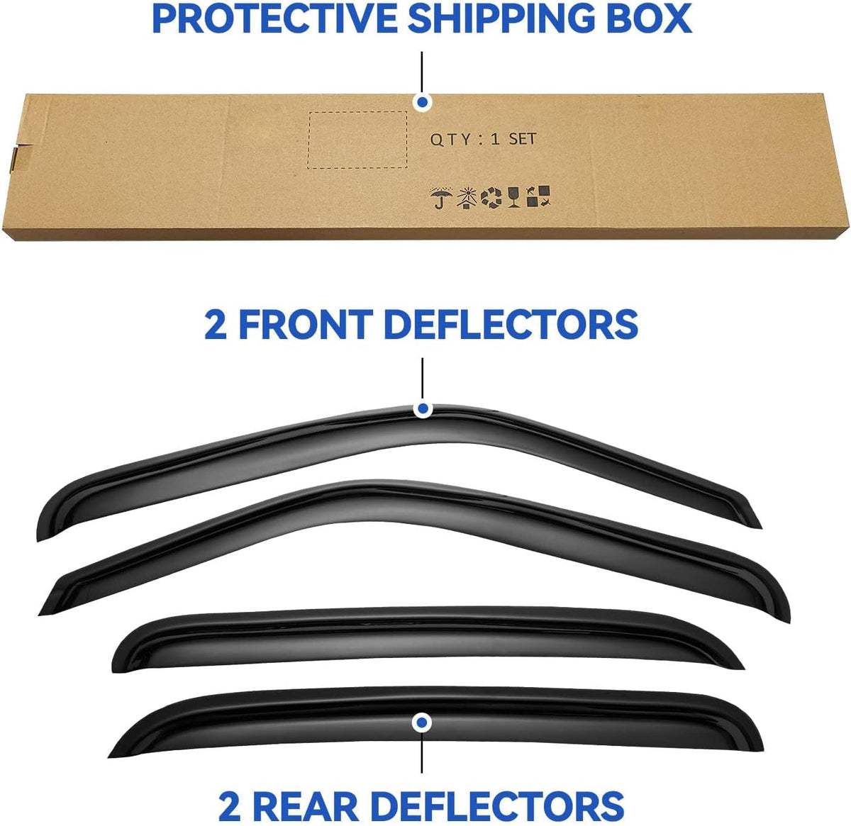 Window Visors Rain Guards for 2001-2007 Chevy Silverado/GMC Sierra, Window Vent Wind Deflectors Visors Shades for 2000-2006 Suburban/Yukon XL, 2002-2006 Avalanche/Cadillac Escalade - Crew Cab