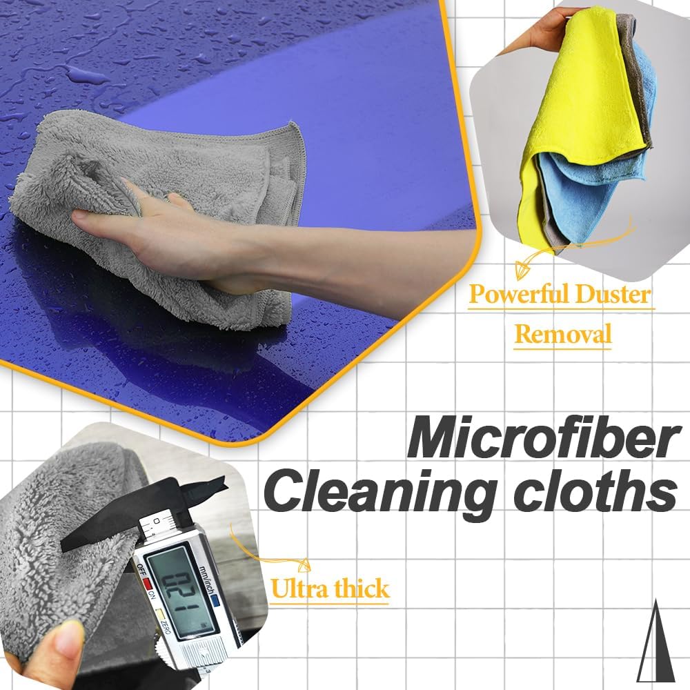 Microfiber Car Wash Cleaning Towel for Clean Car, Extra Soft,Reusable and Durable,Absorbent, Lints-Free,Interior Micro Fiber Rags,16in x 16in - 6 Packs Grey
