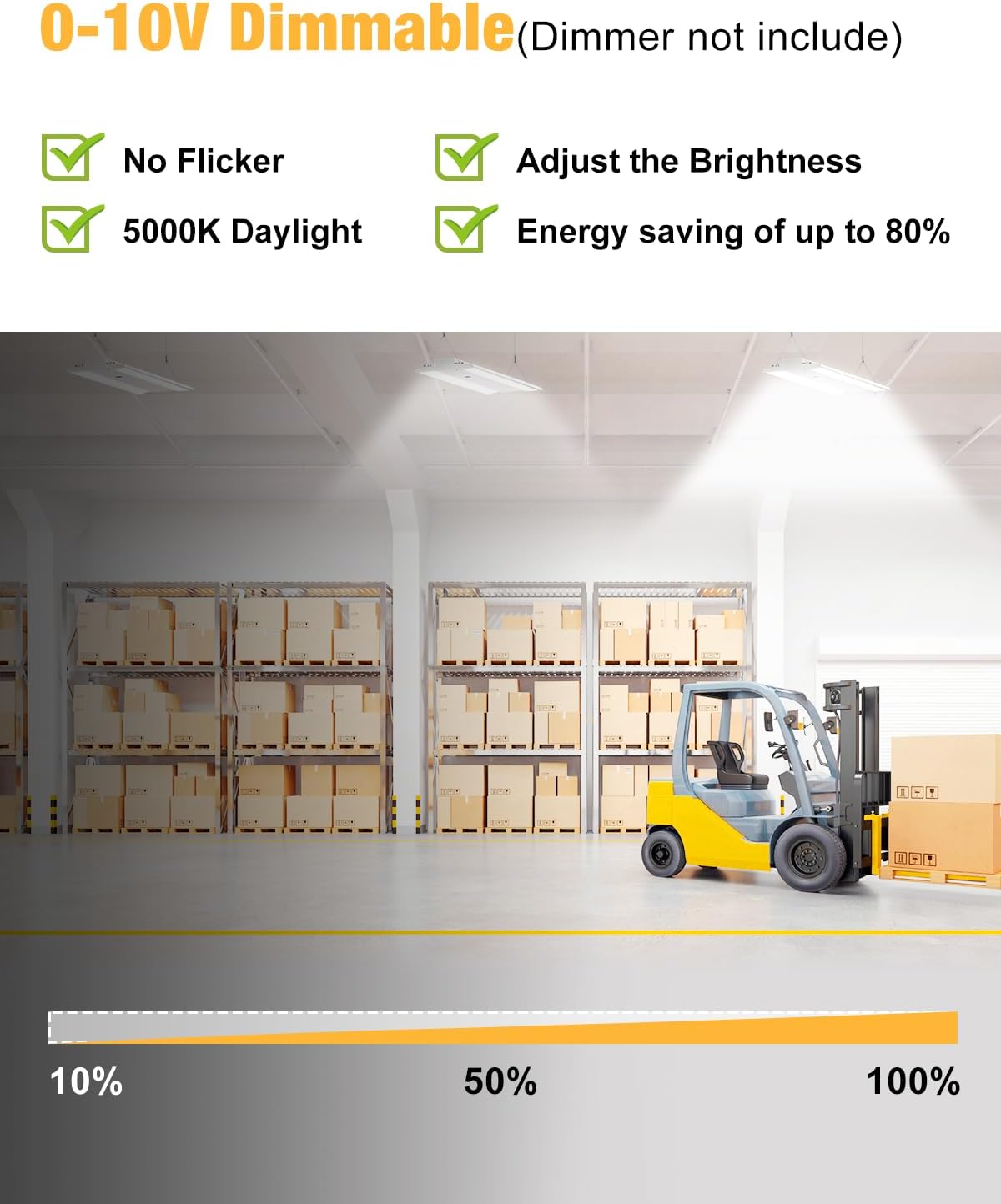400W LED Linear High Bay Light, 60000LM Linear High Bay Shop Light 120-277V, 5000K for Warehouse, Garage Factory, UL Listed, 5 Years Warranty, 2Pack