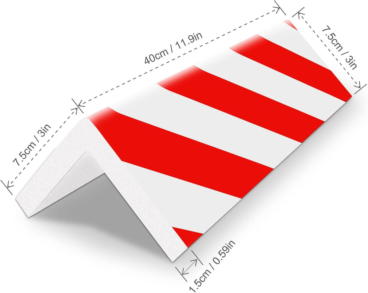2pcs Garage Wall Guards Wall Protector Cover Yellow and Black Foam Wall Corner Guard for Parking Garages (Red+White)