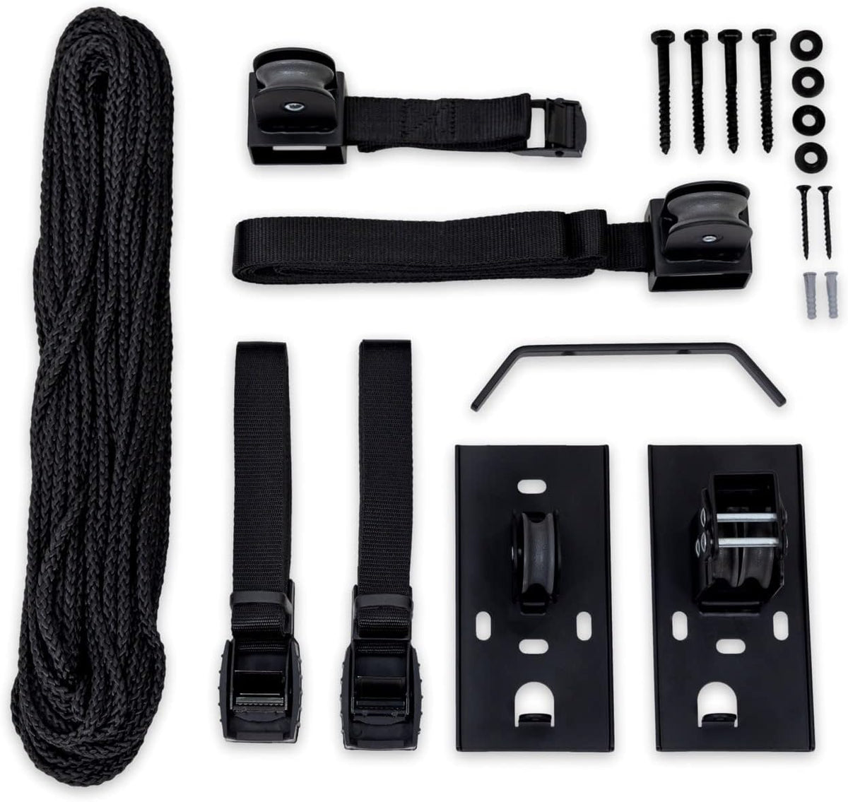 StoreYourBoard Ladder Storage Ceiling Pulley System, Garage Mount Hoist, Heavy Duty Hanging Organizer Holds 150 lbs