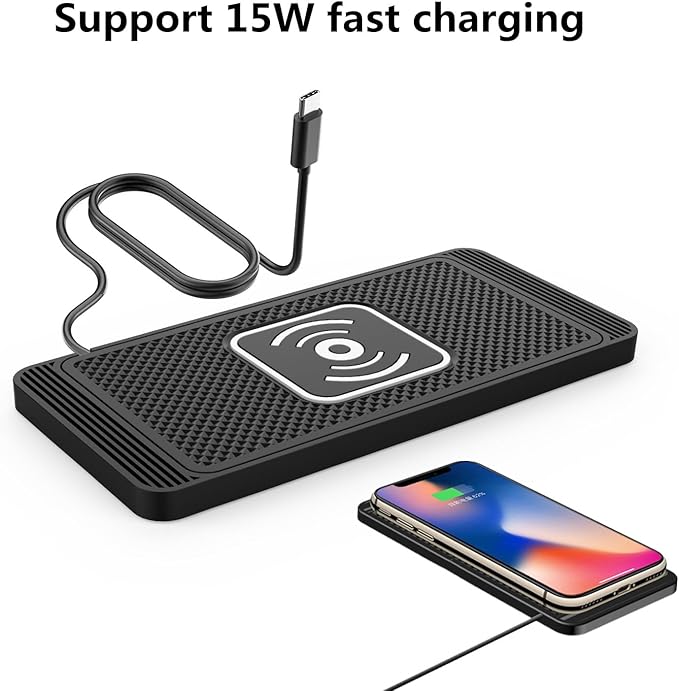 Wireless Charging Pad for Car for Honda Accord 2008-2012-pr, 15W Fast Wireless Charger Mat Non-Slip Silicone Car Center Console Phone Charging Pad,B/15W-USB