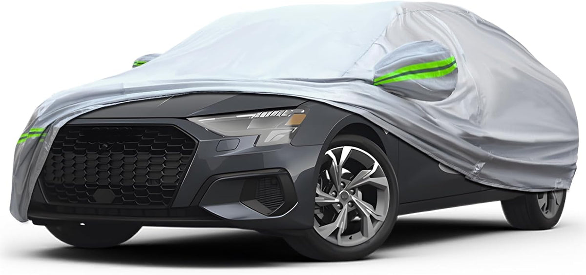 KEYOOG 6-layer Full Car Cover Is All-weather Waterproof, Universal In All Seasons, Snow Prevention, Rainproof, Acid Rainproof, Sunscreen, Ultraviolet-proof, Universally Applicable To Sedan (165"-182")