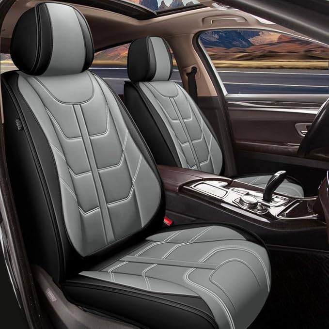 TTX LIGHTING Car Seat Covers fit for Kia Sportage 2009-2026 Front Seat: Premium Leather Automotive Seat Cover with Airbag Compatible Waterproof (2 Seats, Black & Gray)