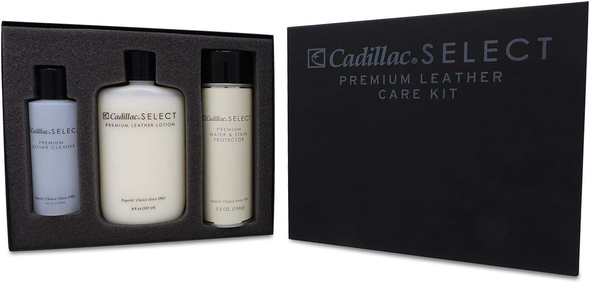 Cadillac Select Premium Leather Care Kit - Leather Cleaner, Lotion Conditioner & Water & Stain Protector