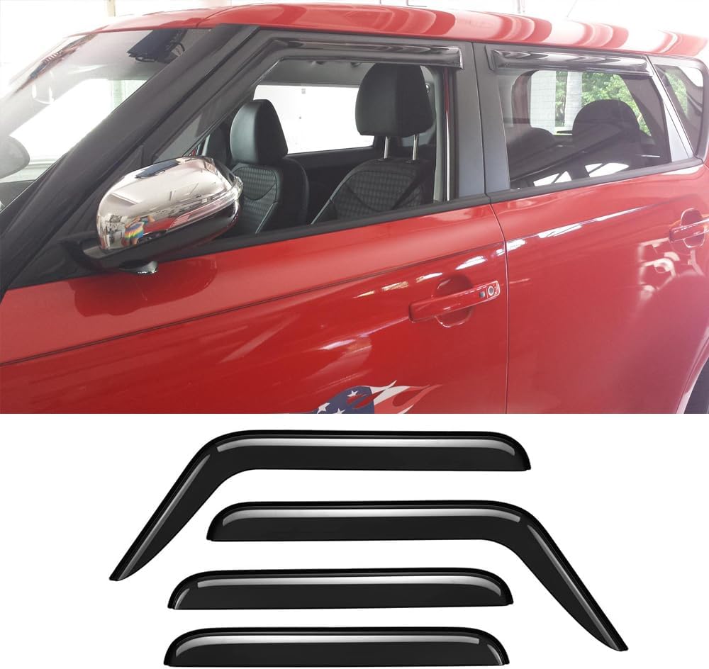 94367 Sunproof Waterproof Side Window Wind Deflector, 4pcs Protective Replacements Rain Guards Set, Window Visor fit for 2014-2019 Kia Soul