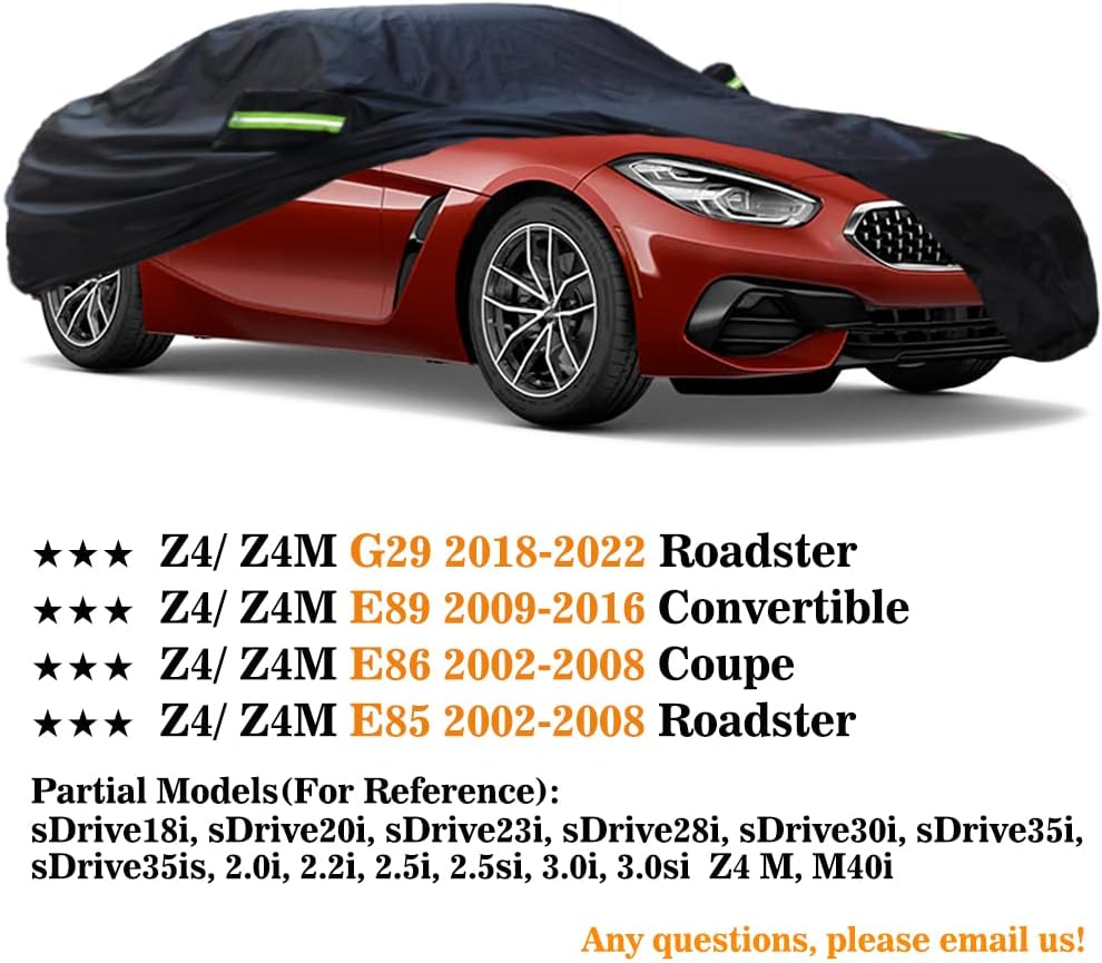 Custom Car Cover Compatible with BMW Z4 Z4M 2002-2025 E85 E86 E89 G29 Coupe Convertible, Waterproof All Weather Cover with Cotton Lining, Heavy Duty Rain Snow Sun UV Covers for Outdoor Indoor